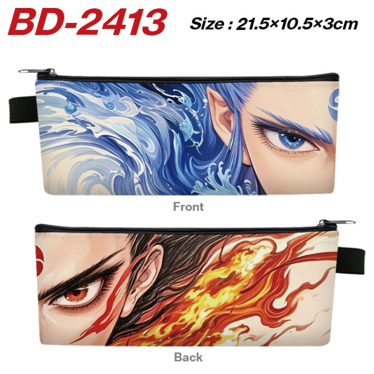 Nezha Anime PU Leather Zipper Pencil Case Stationery Box 21.5X10.5X3CM 