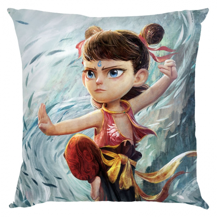 Nezha Anime square full-color pillow cushion 45X45CM NO FILLING 
