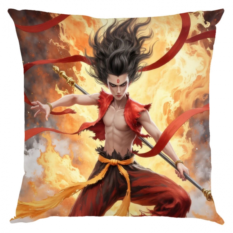 Nezha Anime square full-color pillow cushion 45X45CM NO FILLING 