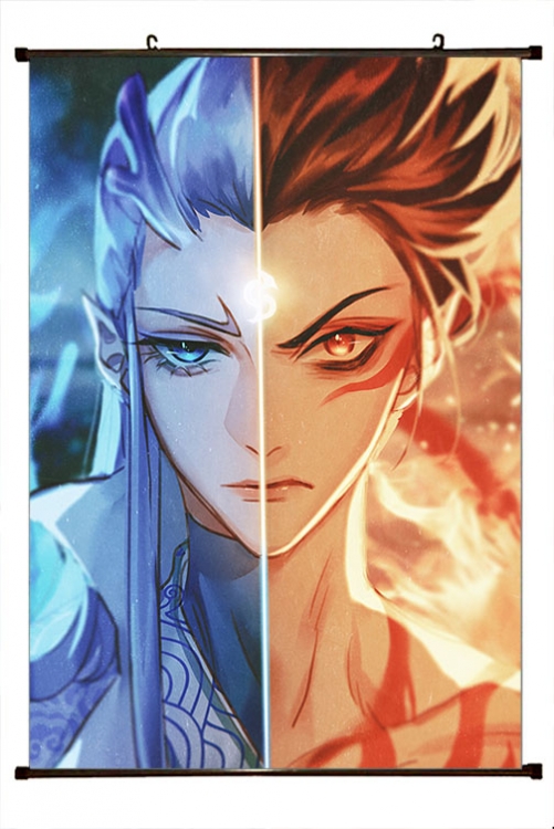 Nezha Anime black Plastic rod Cloth painting Wall Scroll 60X90CM N5-132