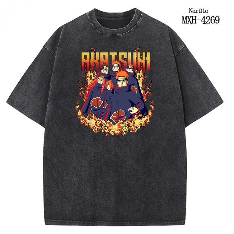 Naruto Anime peripheral pure cotton washed and worn T-shirt from S to 2XL MXH-4269