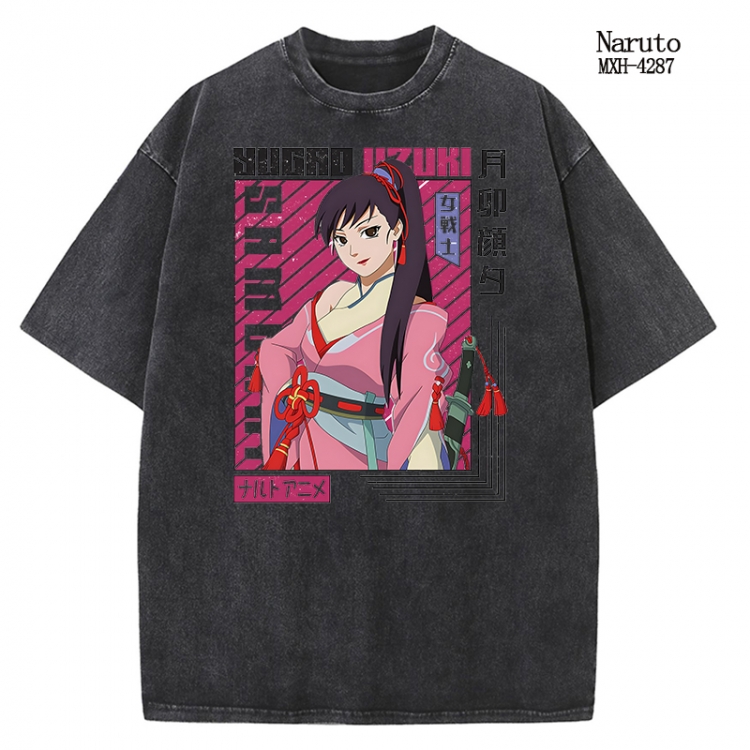 Naruto Anime peripheral pure cotton washed and worn T-shirt from S to 2XL MXH-4287