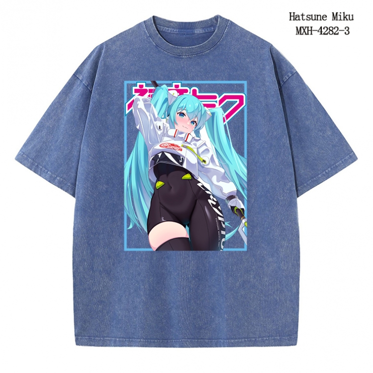 Hatsune Miku Anime peripheral pure cotton washed and worn T-shirt from S to 2XL MXH-4282-3