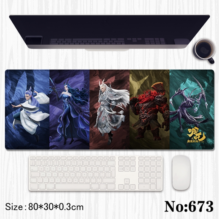 Nezha Anime peripheral computer mouse pad office desk pad multifunctional pad 80X30X0.3cm