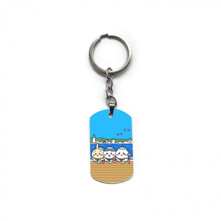 Chiikawa Anime double-sided full-color printed military brand ring keychain price for 5 pcs