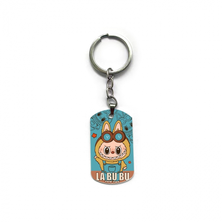 Labubu Anime double-sided full-color printed military brand ring keychain price for 5 pcs