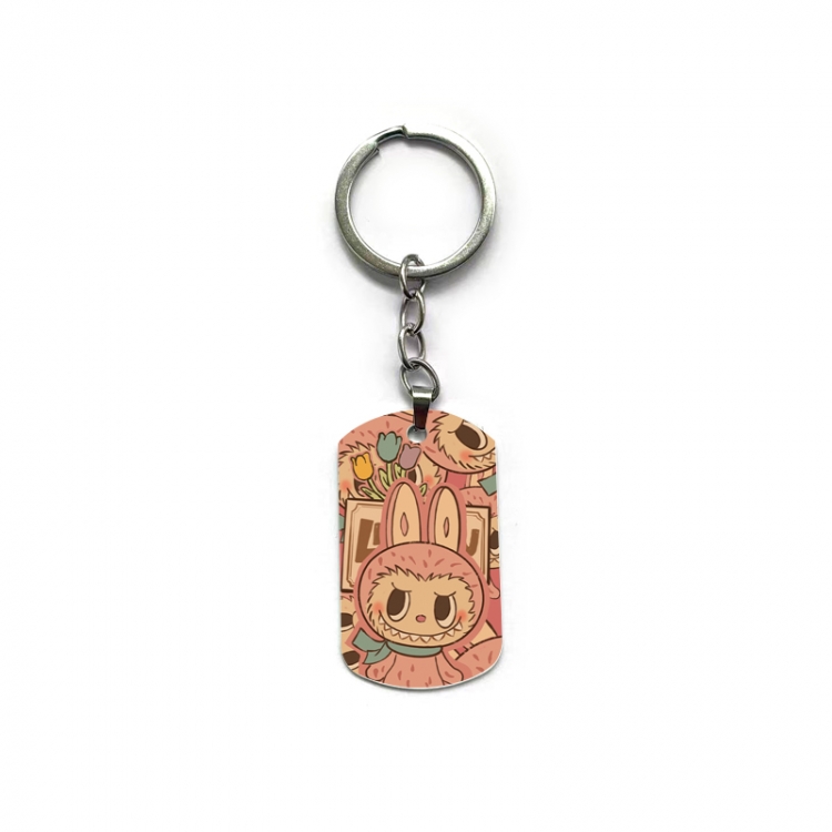 Labubu Anime double-sided full-color printed military brand ring keychain price for 5 pcs