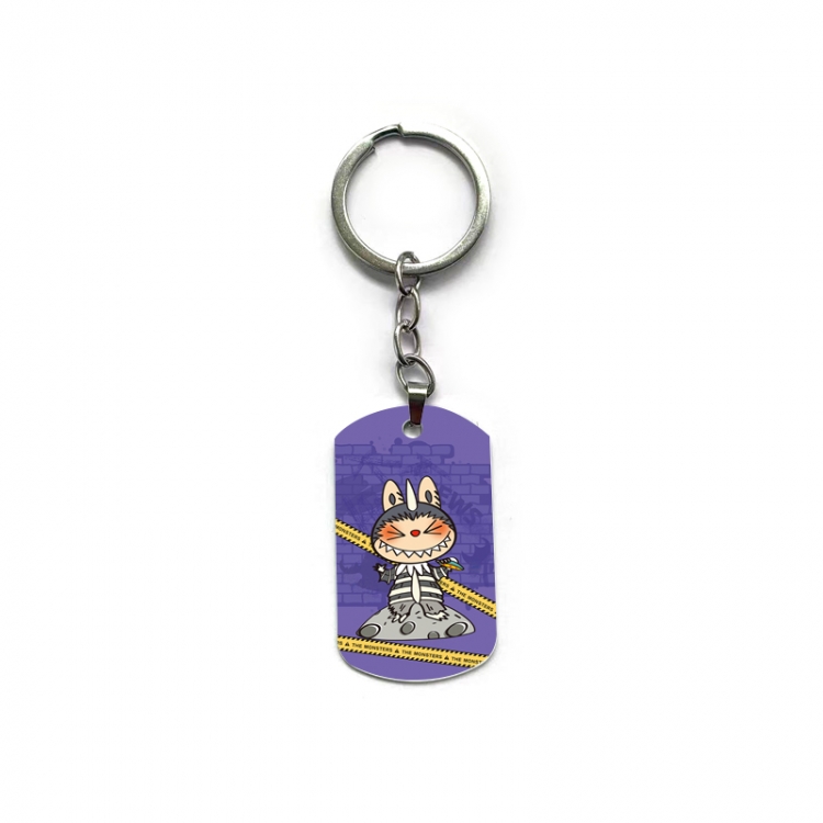 Labubu Anime double-sided full-color printed military brand ring keychain price for 5 pcs