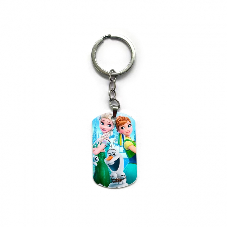 Frozen Anime double-sided full-color printed military brand ring keychain price for 5 pcs