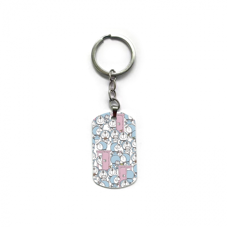 Doraemon Anime double-sided full-color printed military brand ring keychain price for 5 pcs