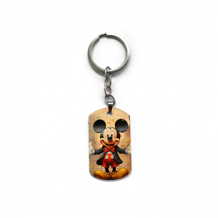 Mickey Anime double-sided full-color printed military brand ring keychain price for 5 pcs