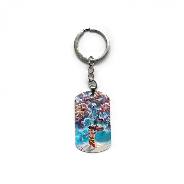 Nezha Anime double-sided full-color printed military brand ring keychain price for 5 pcs