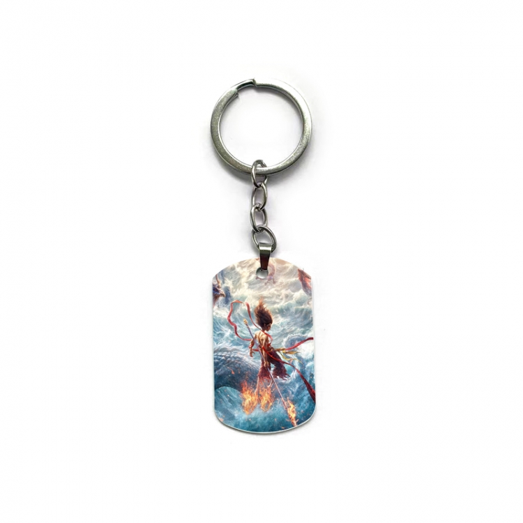 Nezha Anime double-sided full-color printed military brand ring keychain price for 5 pcs