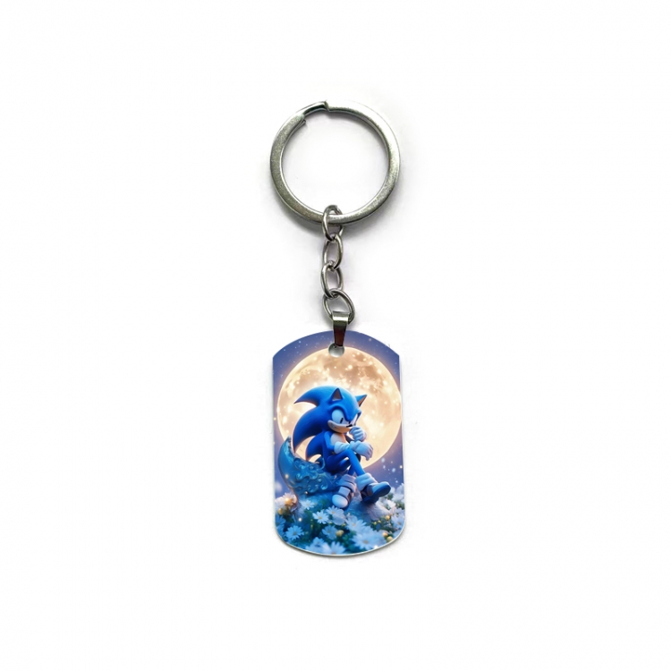 Sonic The Hedgehog Anime double-sided full-color printed military brand ring keychain price for 5 pcs