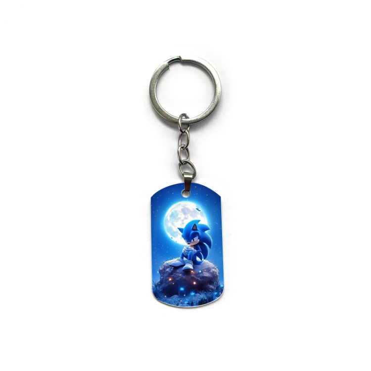 Sonic The Hedgehog Anime double-sided full-color printed military brand ring keychain price for 5 pcs