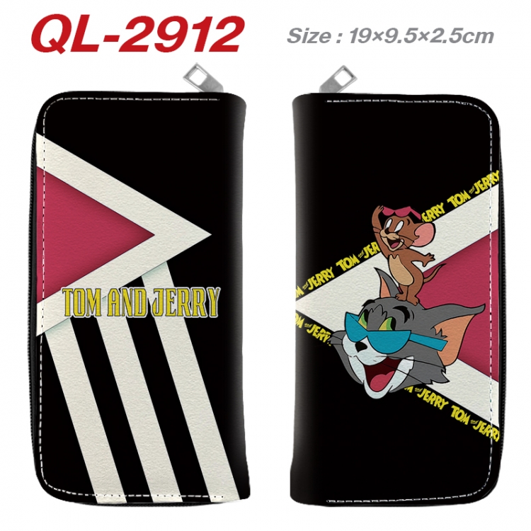 Tom and Jerry Anime peripheral PU leather full-color long zippered wallet 19.5x9.5x2.5cm QL-2912