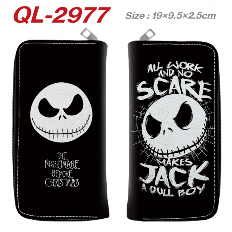 The Nightmare Before Christmas Anime peripheral PU leather full-color long zippered wallet 19.5x9.5x2.5cm QL-2977