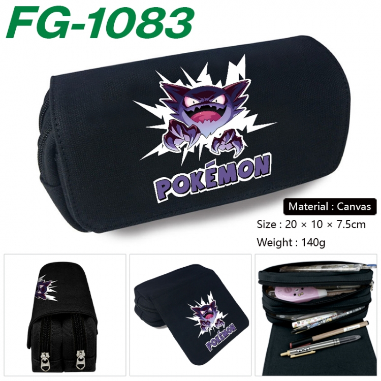 Pokemon Anime Multi-Function Double Zipper Canvas Cosmetic Bag Pen Case 20x10x7.5cm FG-1083