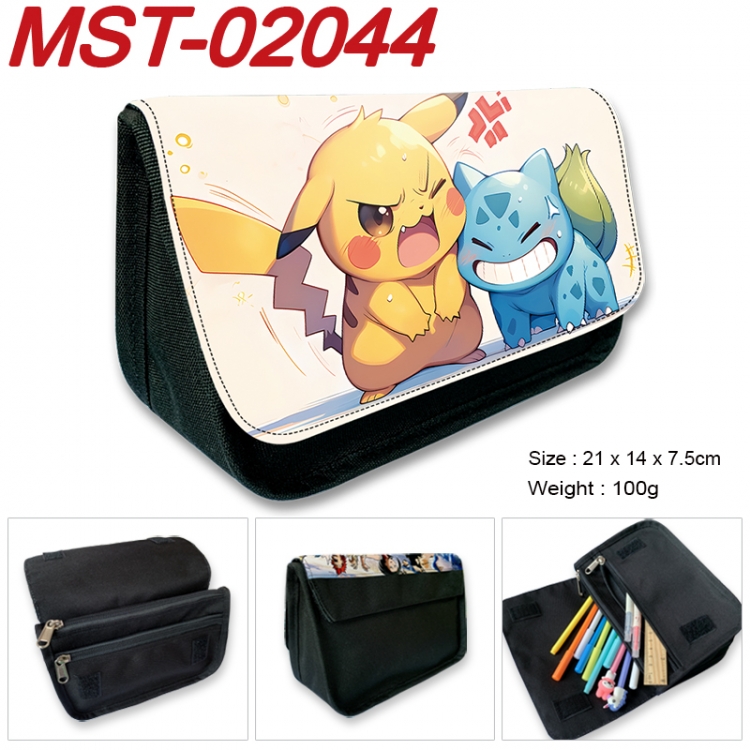 Pokemon Anime Velcro canvas zipper pencil case Pencil Bag 21x14x7.5cm  MST-02044
