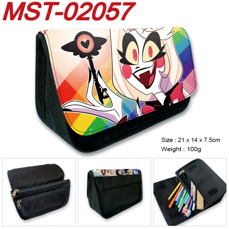 Hazbin Hotel Anime Velcro canvas zipper pencil case Pencil Bag 21x14x7.5cm