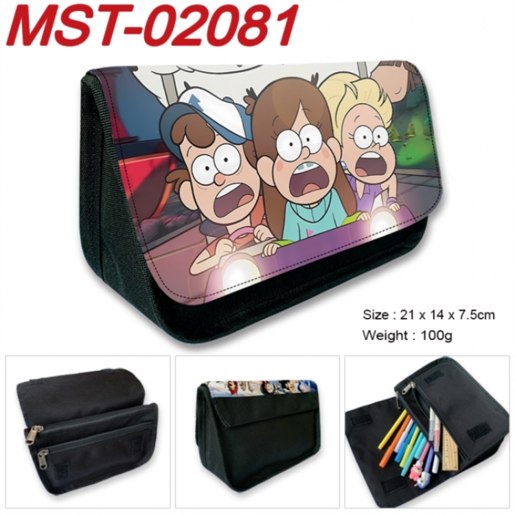 Gravity Falls Anime Velcro canvas zipper pencil case Pencil Bag 21x14x7.5cm