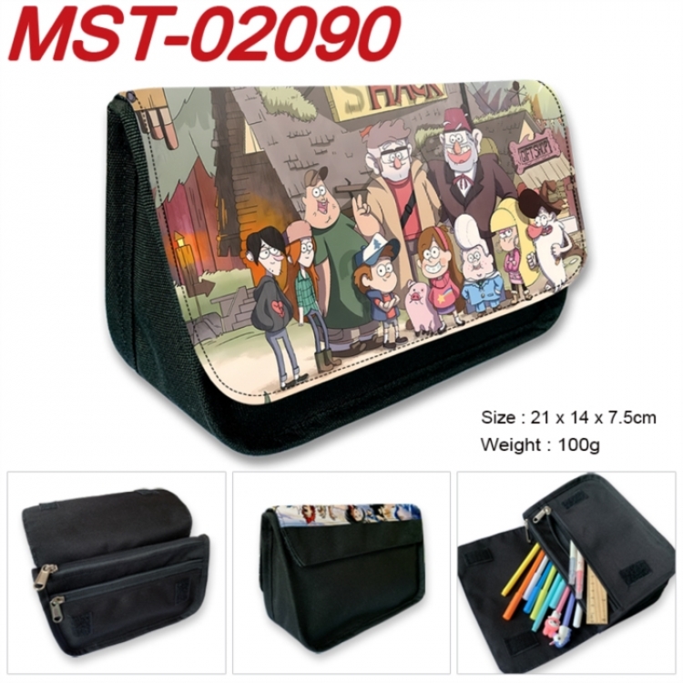 Gravity Falls Anime Velcro canvas zipper pencil case Pencil Bag 21x14x7.5cm