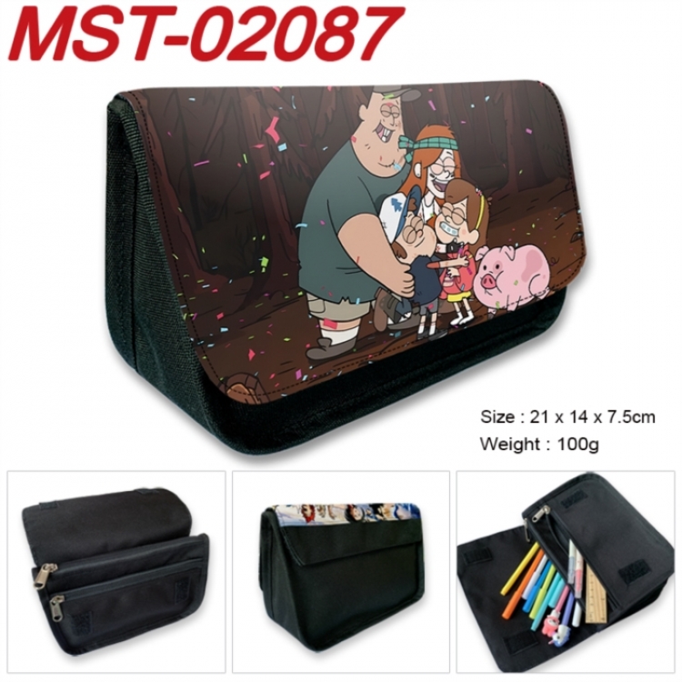 Gravity Falls Anime Velcro canvas zipper pencil case Pencil Bag 21x14x7.5cm