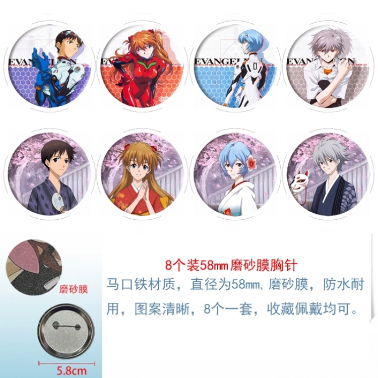 EVA Anime round scrub film brooch badge 58MM a set of 8