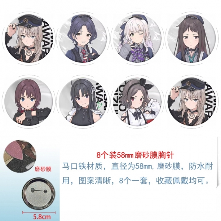 AMNIBUS round scrub film brooch badge 58MM a set of 8