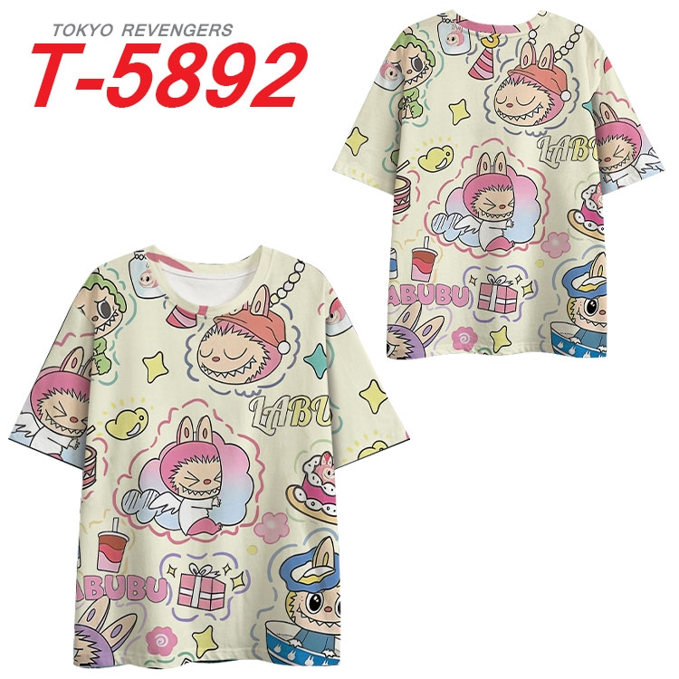 Labubu Anime Full Color Milk Silk Short Sleeve T-Shirt from S to 6XL