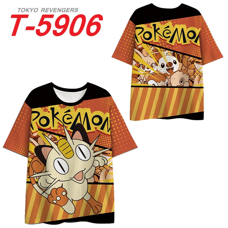 Pokemon Anime Full Color Milk Silk Short Sleeve T-Shirt from S to 6XL