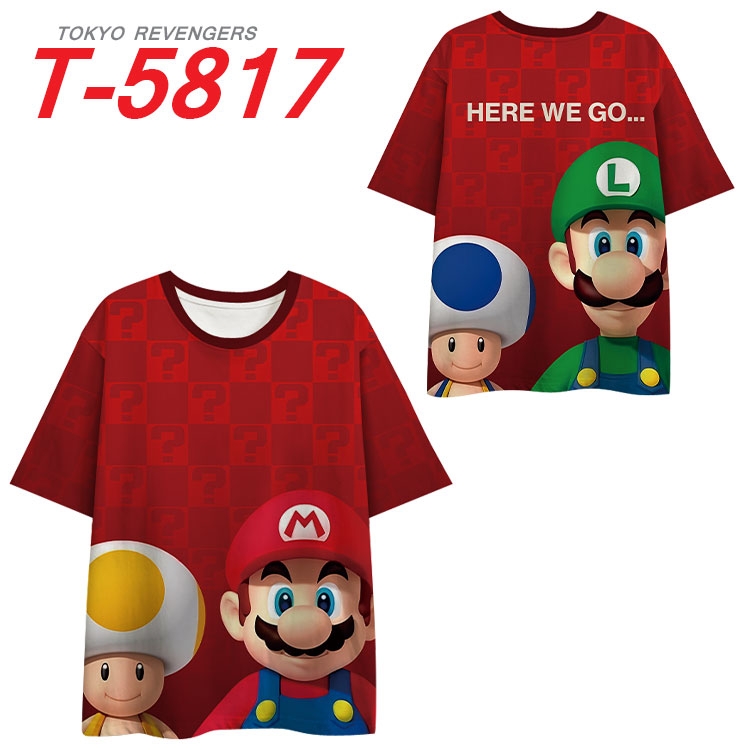 Super Mario Anime Full Color Milk Silk Short Sleeve T-Shirt from S to 6XL T-5817