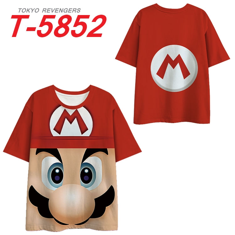 Super Mario Anime Full Color Milk Silk Short Sleeve T-Shirt from S to 6XL  T-5852