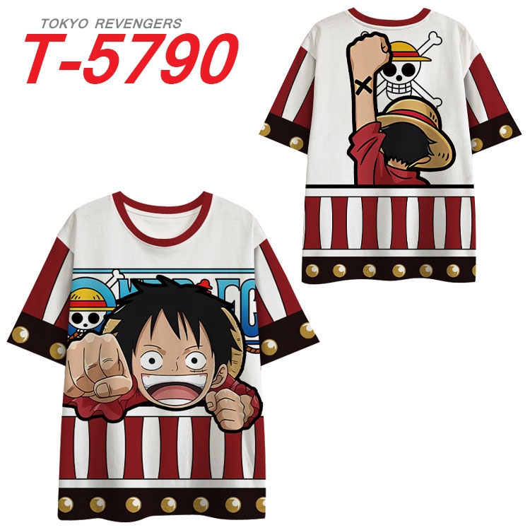 One Piece Anime Full Color Milk Silk Short Sleeve T-Shirt from S to 6XL  T-5790