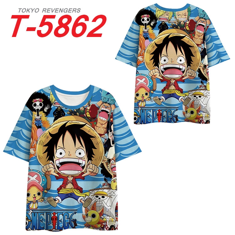 One Piece Anime Full Color Milk Silk Short Sleeve T-Shirt from S to 6XL T-5862