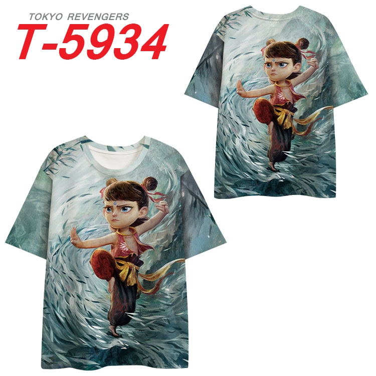 Nezha Anime Full Color Milk Silk Short Sleeve T-Shirt from S to 6XL T-5934