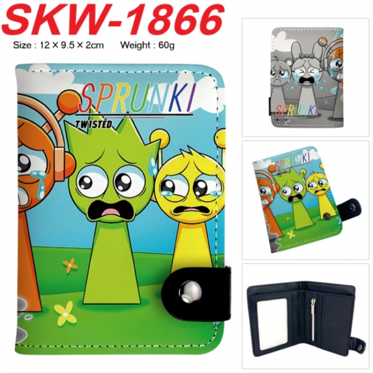 Sprunki Plush Anime vertical button folding wallet 12X9.5X2CM 60g SKW-1866