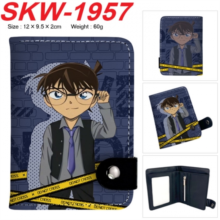 Detective conanAnime vertical button folding wallet 12X9.5X2CM 60g
