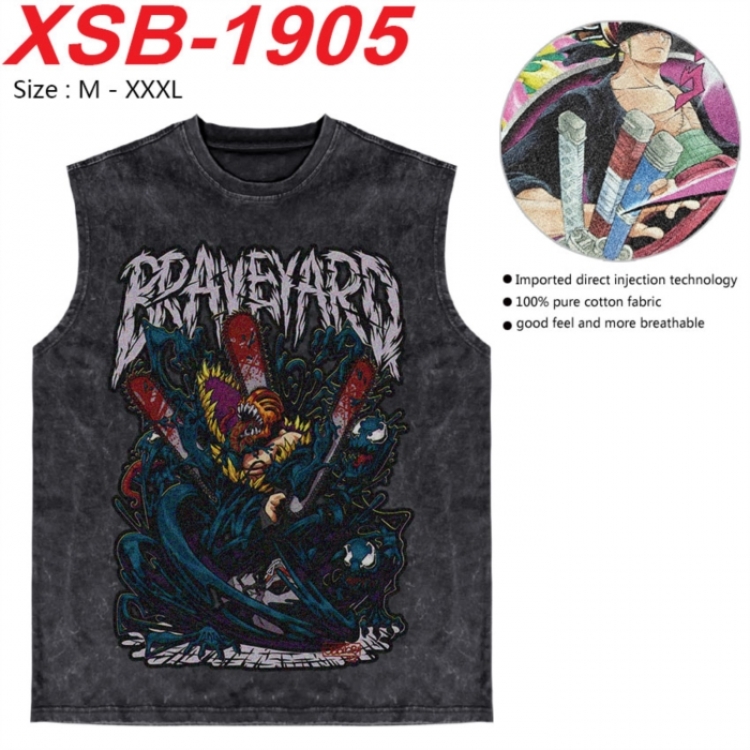 Chainsaw man Anime pure cotton wash vest T-shirt 250g M-3XL XSB-1905