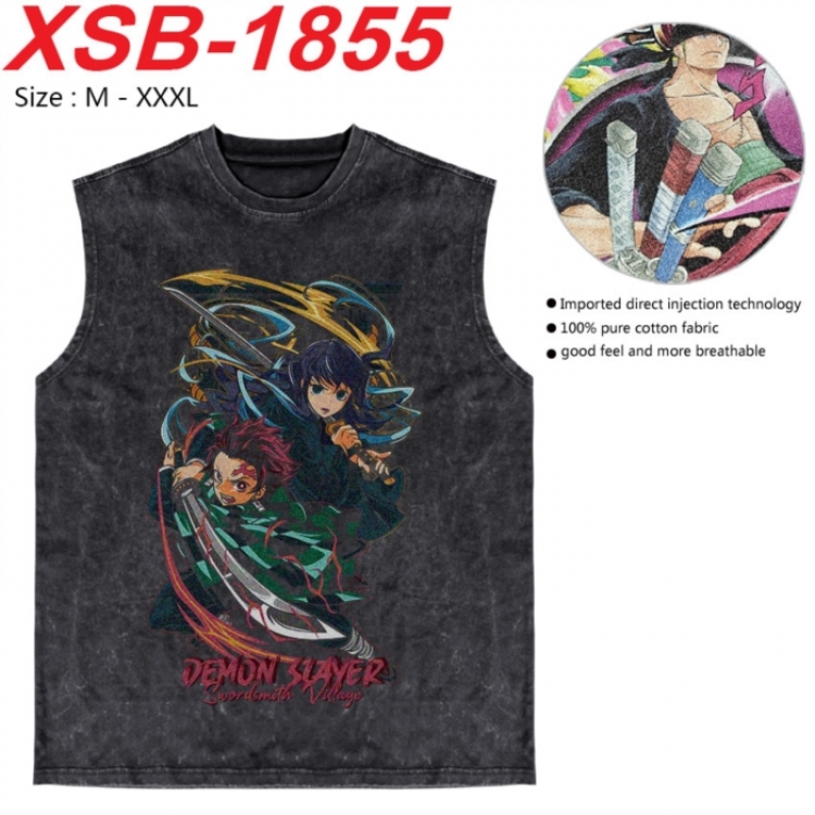 Demon Slayer Kimets Anime pure cotton wash vest T-shirt 250g M-3XL XSB-1855