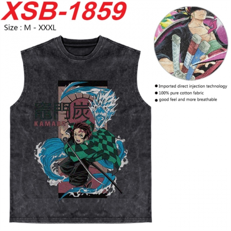 Demon Slayer Kimets Anime pure cotton wash vest T-shirt 250g M-3XL XSB-1859