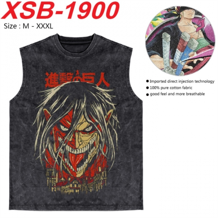 Shingeki no Kyojin Anime pure cotton wash vest T-shirt 250g M-3XL XSB-1900