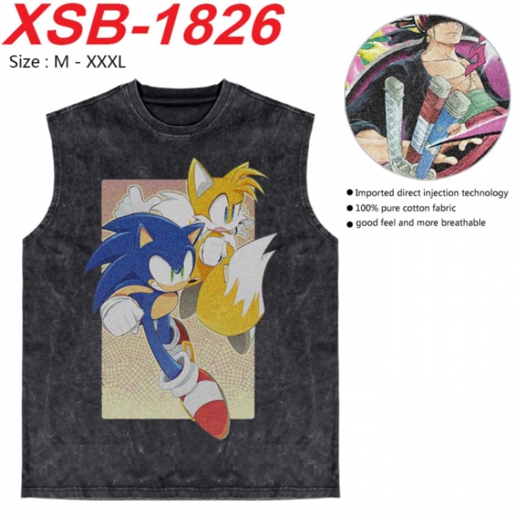 Sonic The Hedgehog Anime pure cotton wash vest T-shirt 250g M-3XL XSB-1826
