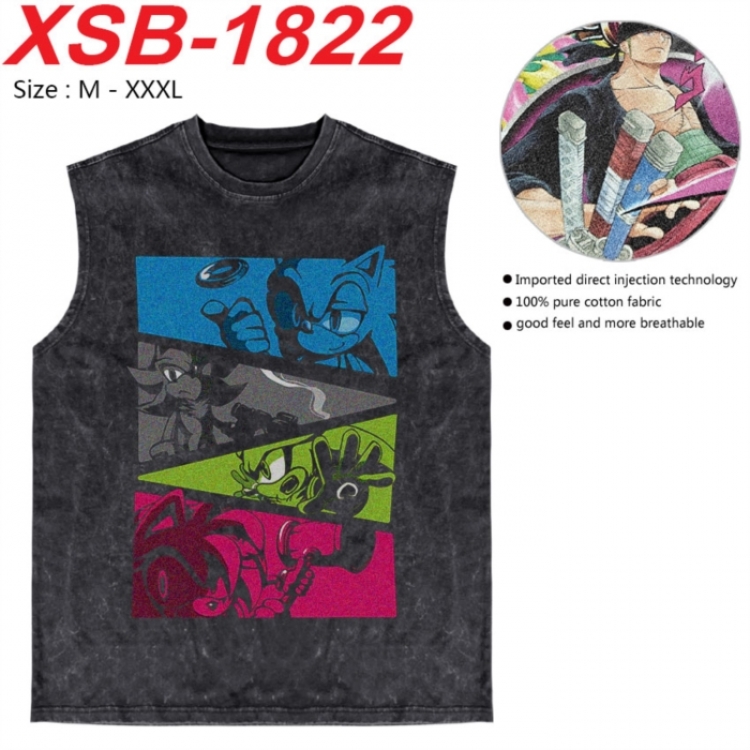 Sonic The Hedgehog Anime pure cotton wash vest T-shirt 250g M-3XL XSB-1822