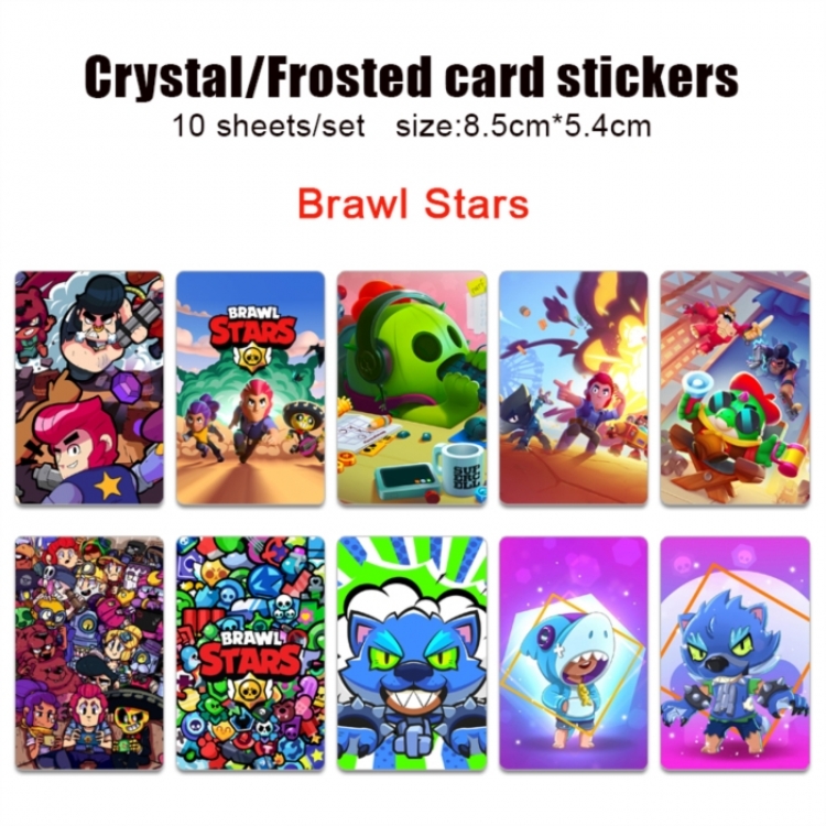 Brawl Stars Frosted anime crystal bus card decorative sticker a set of 10  price for 5 set