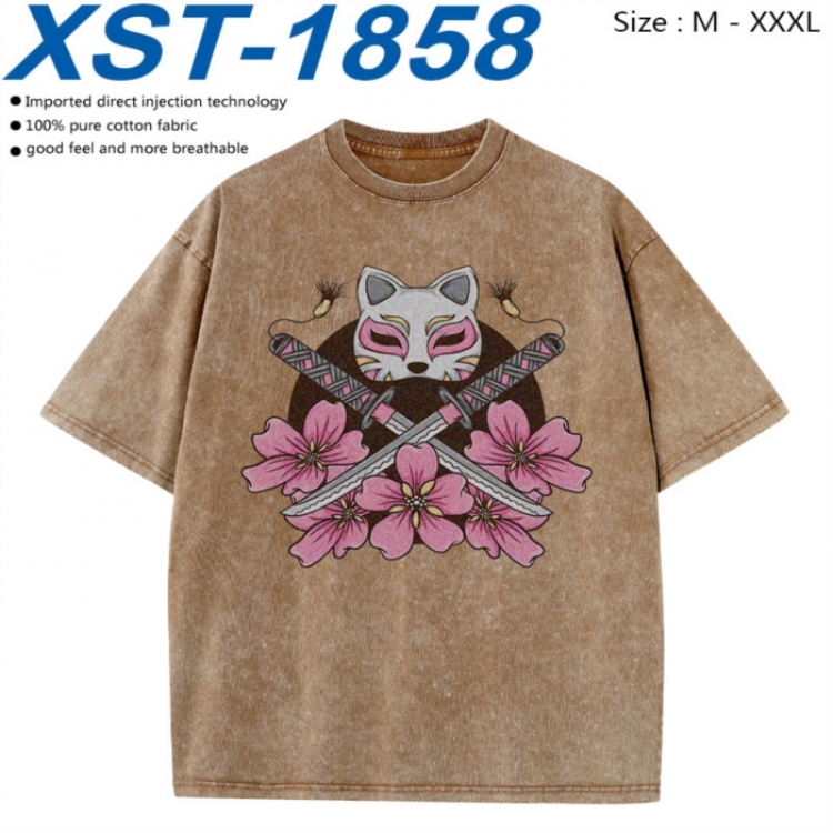 Demon Slayer Kimets Cotton direct spray color print washed denim T-shirt 250g from M to 3XL XST-1858