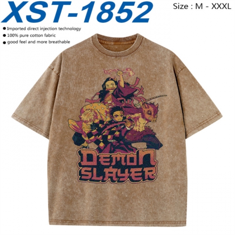 Demon Slayer Kimets Cotton direct spray color print washed denim T-shirt 250g from M to 3XL  XST-1852