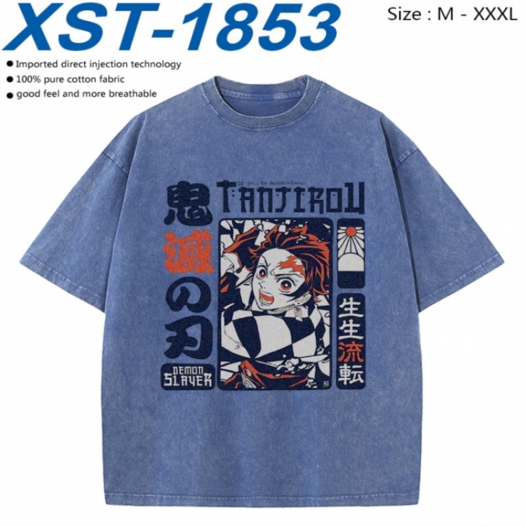 Demon Slayer Kimets Cotton direct spray color print washed denim T-shirt 250g from M to 3XL  XST-1853