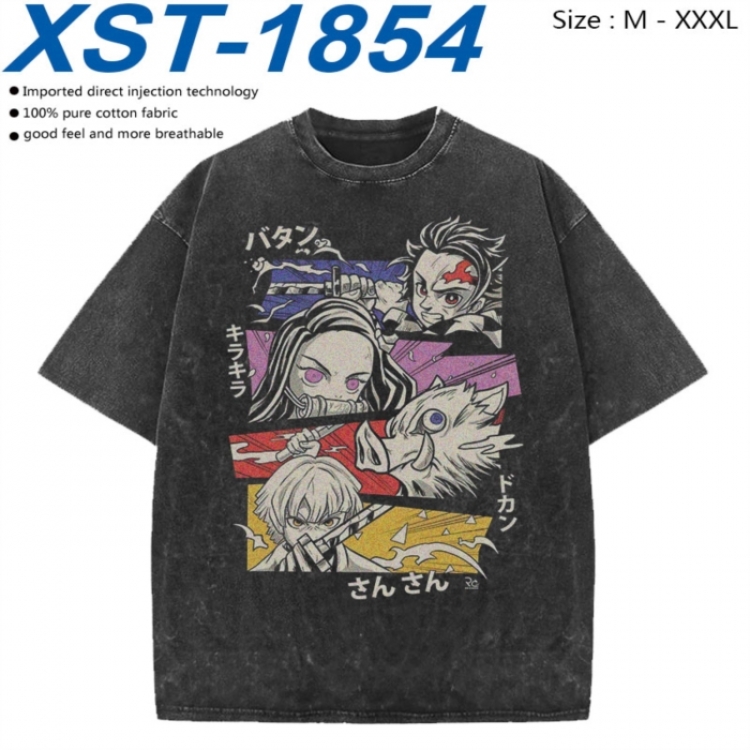 Demon Slayer Kimets Cotton direct spray color print washed denim T-shirt 250g from M to 3XL XST-1854