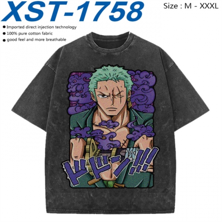 One Piece Cotton direct spray color print washed denim T-shirt 250g from M to 3XL XST-1758